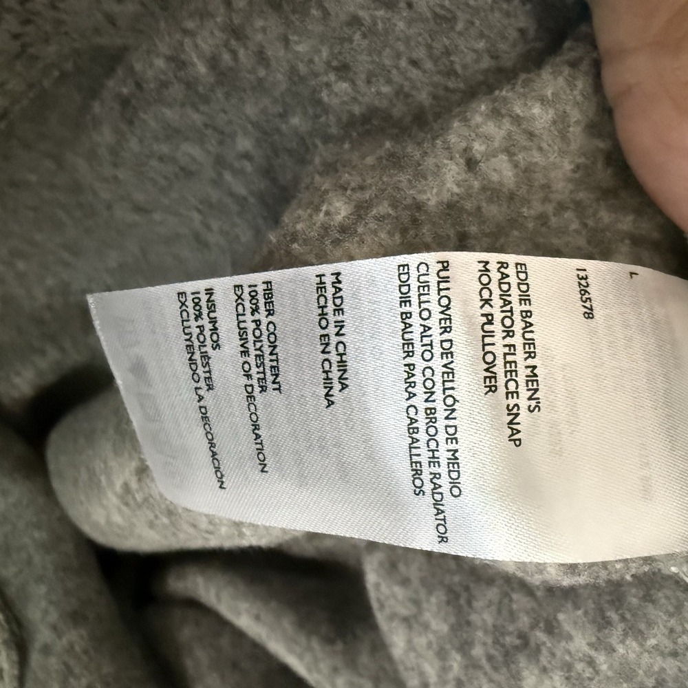 Eddie Bauer‎ Men's Size L Snap Pullover Radiator Fleece Jacket Heather Gray - Picture 4 of 8